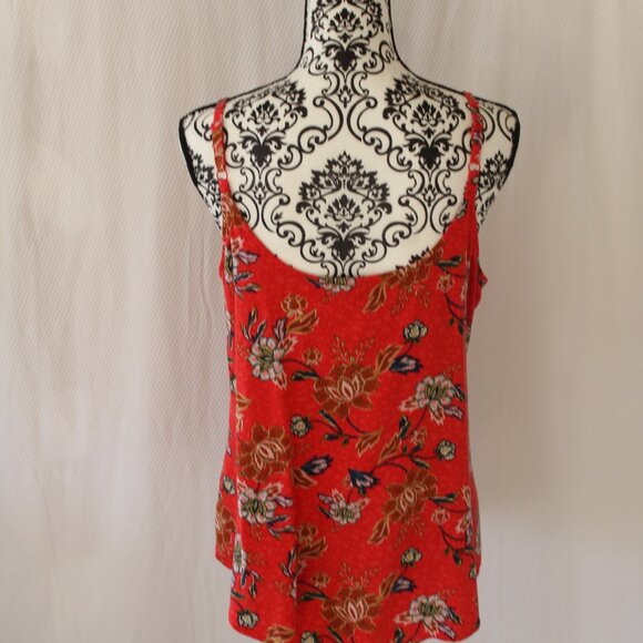 SALE TANK TOP SPAGHETTI STRAP TORRID RED + FLORALS SIZE 0 12 LARGE L PRE-LOVED - Picture 8 of 12